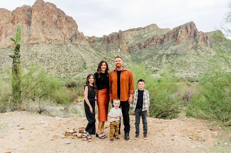 family photo against an arizona mountain