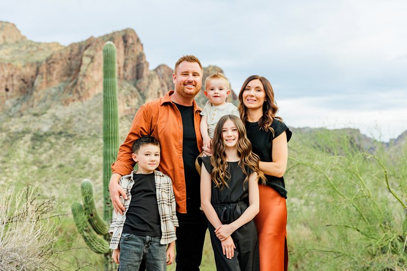 smiling family during photography session in arizona
